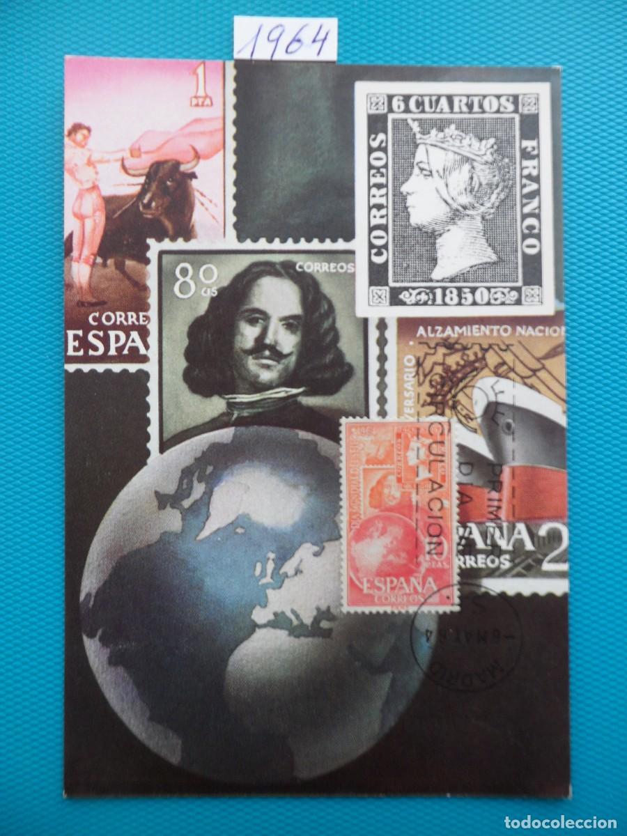 Sellos: 1964-ESPA&Ntilde;A-TARJETAS MAXIMAS-VER FOTO- N&ordm;1597-DIA MUNDIAL DEL SELLO