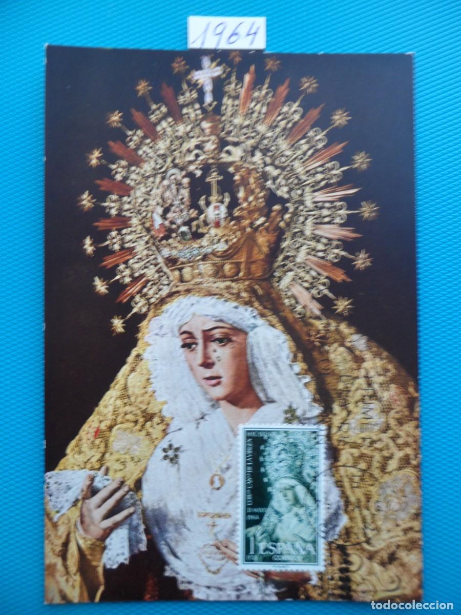 Sellos: 1964-ESPA&Ntilde;A-TARJETAS MAXIMAS-VER FOTO- N&ordm;1598-CORONACION DE LA VIRGEN DE LA MACARENA