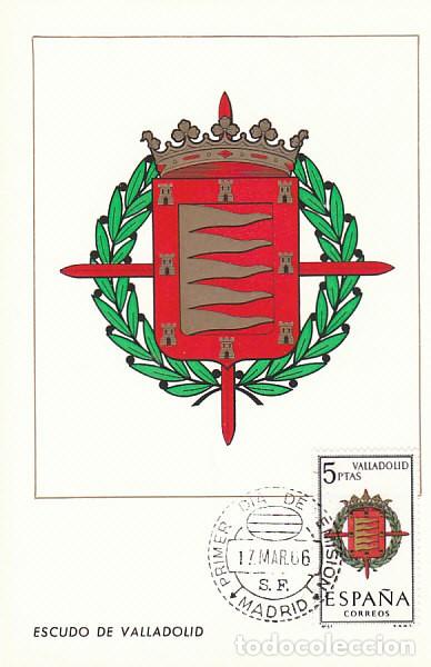 Sellos: EDIFIL 1698, ESCUDO DE VALLADOLID, TARJETA MAXIMA DE PRIMER DIA DE 1966