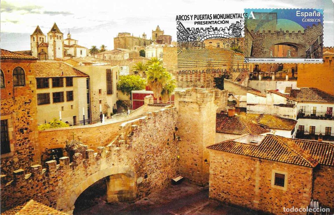 Sellos: ARCO DE LA ESTRELLA ARCOS PUERTAS MONUMENT 2014 (EDIFIL 4840) TM PRESENTACION MATASELLOS CACERES MPM
