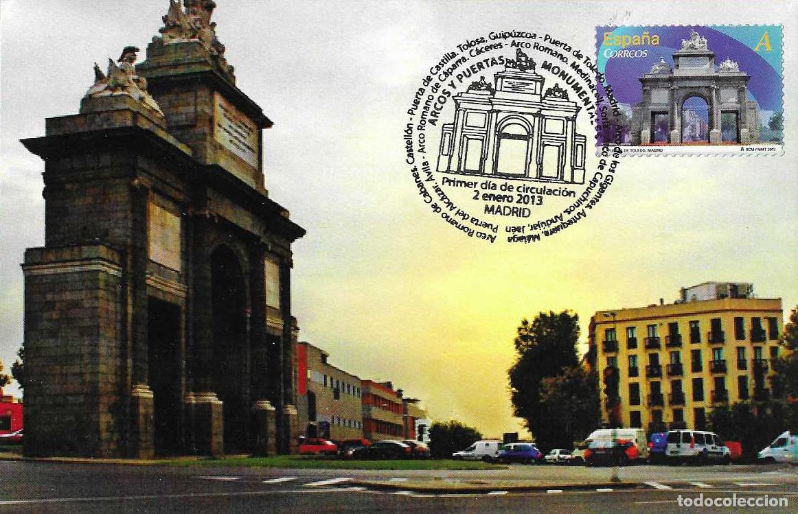 Sellos: PUERTA DE TOLEDO ARCOS Y PUERTAS MONUMENTALES 2013 (EDIFIL 4766) EN TM PD MATASELLOS CU&Ntilde;O MADRID MPM