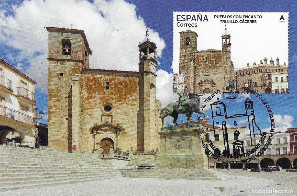 Sellos: IGLESIA SAN MARTIN PUEBLOS CON ENCANTO 2025 (EDIFIL 5865) TM PD MOD 1 MATASELLO TRUJILLO CACERES MPM