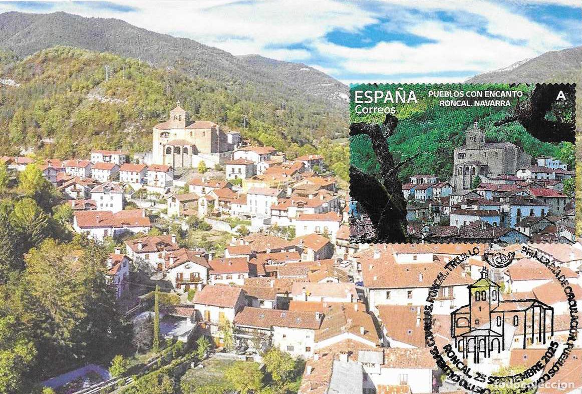 Sellos: VISTA GENERAL RONCAL PUEBLOS CON ENCANTO 2025 (EDIFIL 5864) TM PD MOD 1 MATASELLO RONCAL NAVARRA MPM