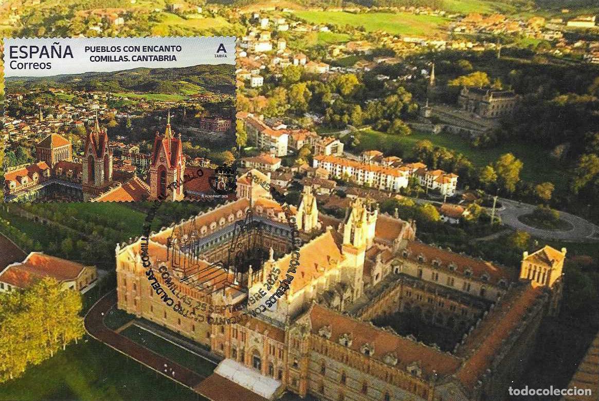 Sellos: VISTA AEREA COMILLAS PUEBLOS CON ENCANTO 2025 (EDIFIL 5863) TM PD MATASELLOS COMILLAS CANTABRIA MPM