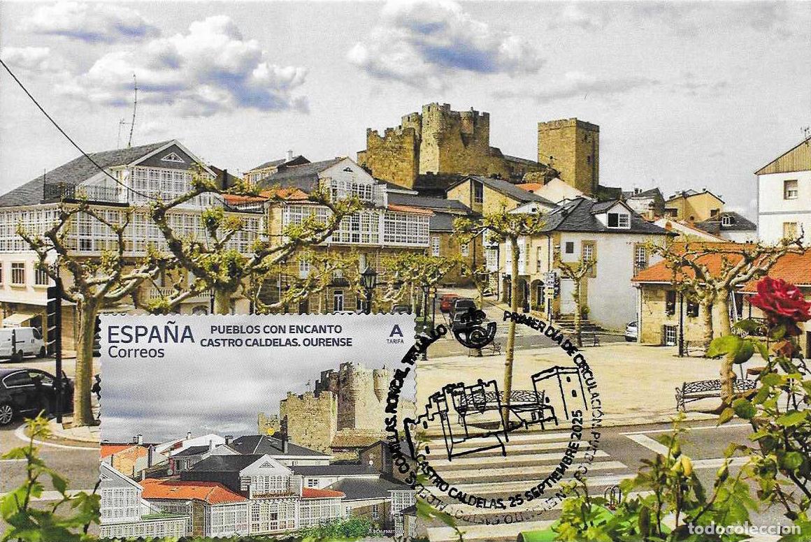 Sellos: CASTRO CALDELAS OURENSE PUEBLOS CON ENCANTO 2025 (EDIFIL 5862) TM PD MOD 1 CASTRO CALDELAS RARO MPM