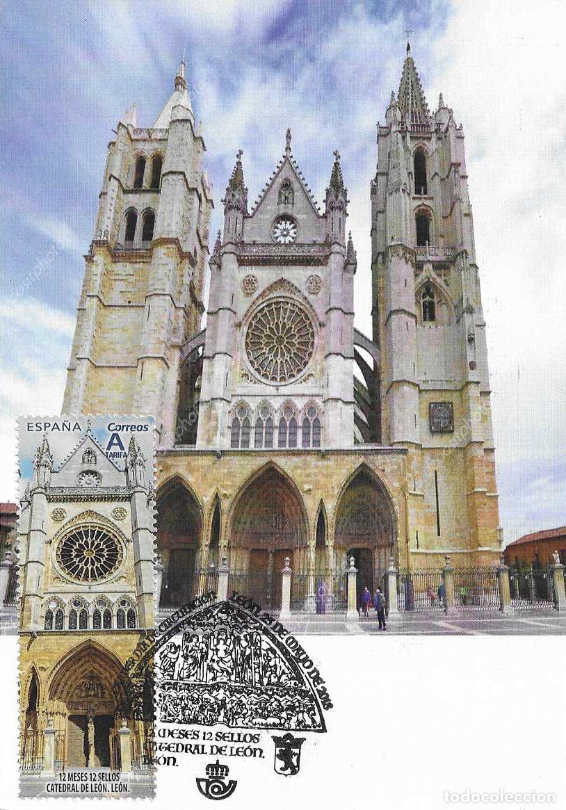 Sellos: CATEDRAL DE LEON 12 MESES 12 SELLOS 2018 (EDIFIL 5230) TM PD MOD 3 MATASELLOS CU&Ntilde;O LEON RARO ASI MPM