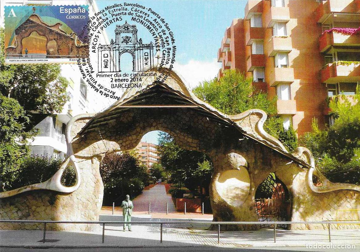 Sellos: GAUDI PUERTA FINCA MIRALLES ARCOS PUERTAS MONUMENTALES 2014 (EDIFIL 4839) TM PD MOD 1 BARCELONA MPM