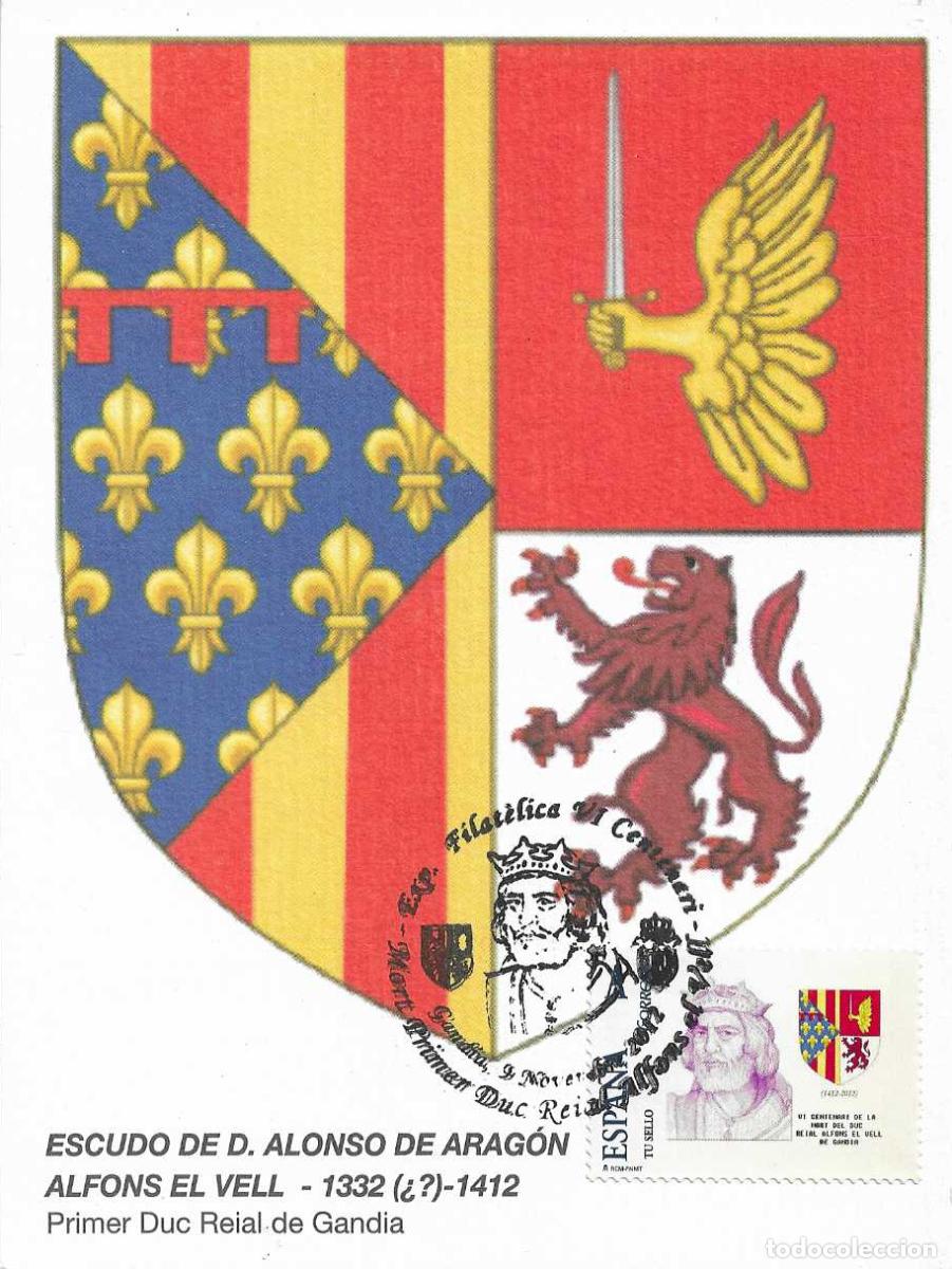 Sellos: RARO TU SELLO ALFONSO DE ARAGON EL VIEJO ALFONS EL VELL TM MOD 2 MATASELLOS GANDIA (VALENCIA) 2012