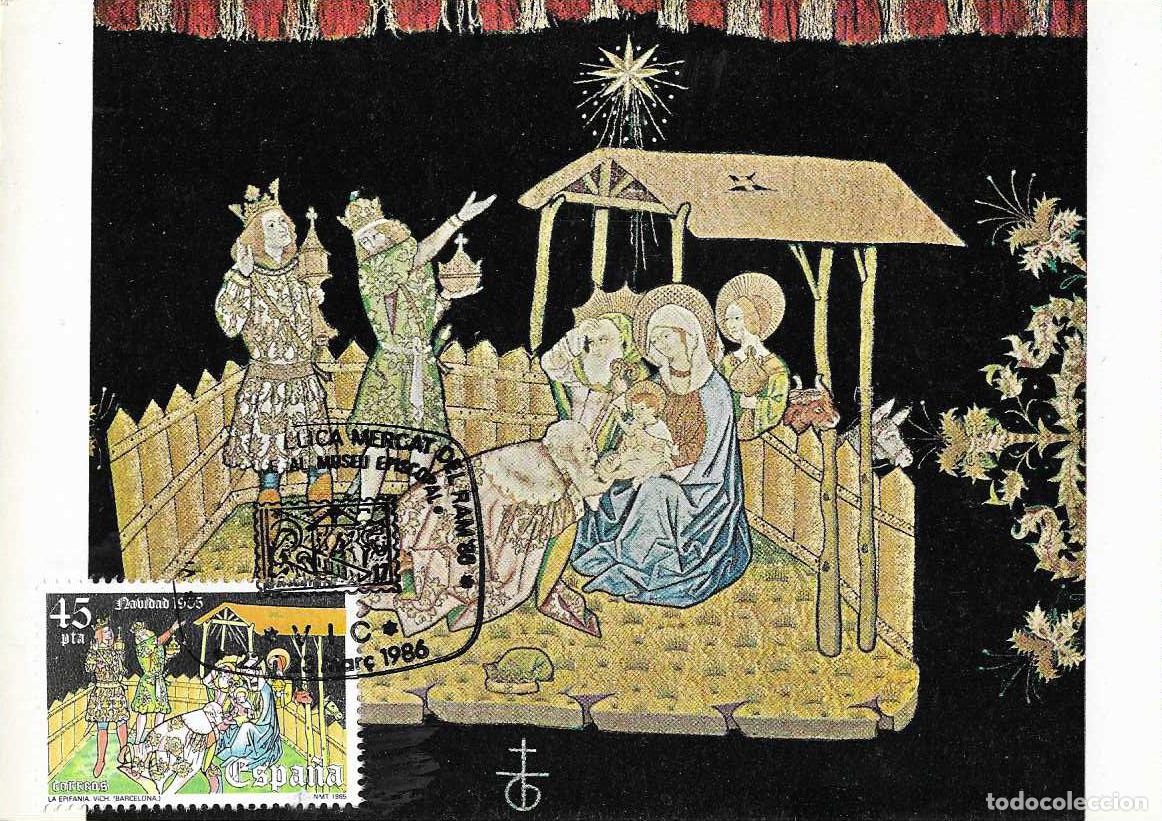 Sellos: NAVIDAD 1985 MUSEO EPISCOPAL DIOCESANO DE VIC (EDIFIL 2819) TM EXPOSICION VICH (BARCELONA) 1986 RARO