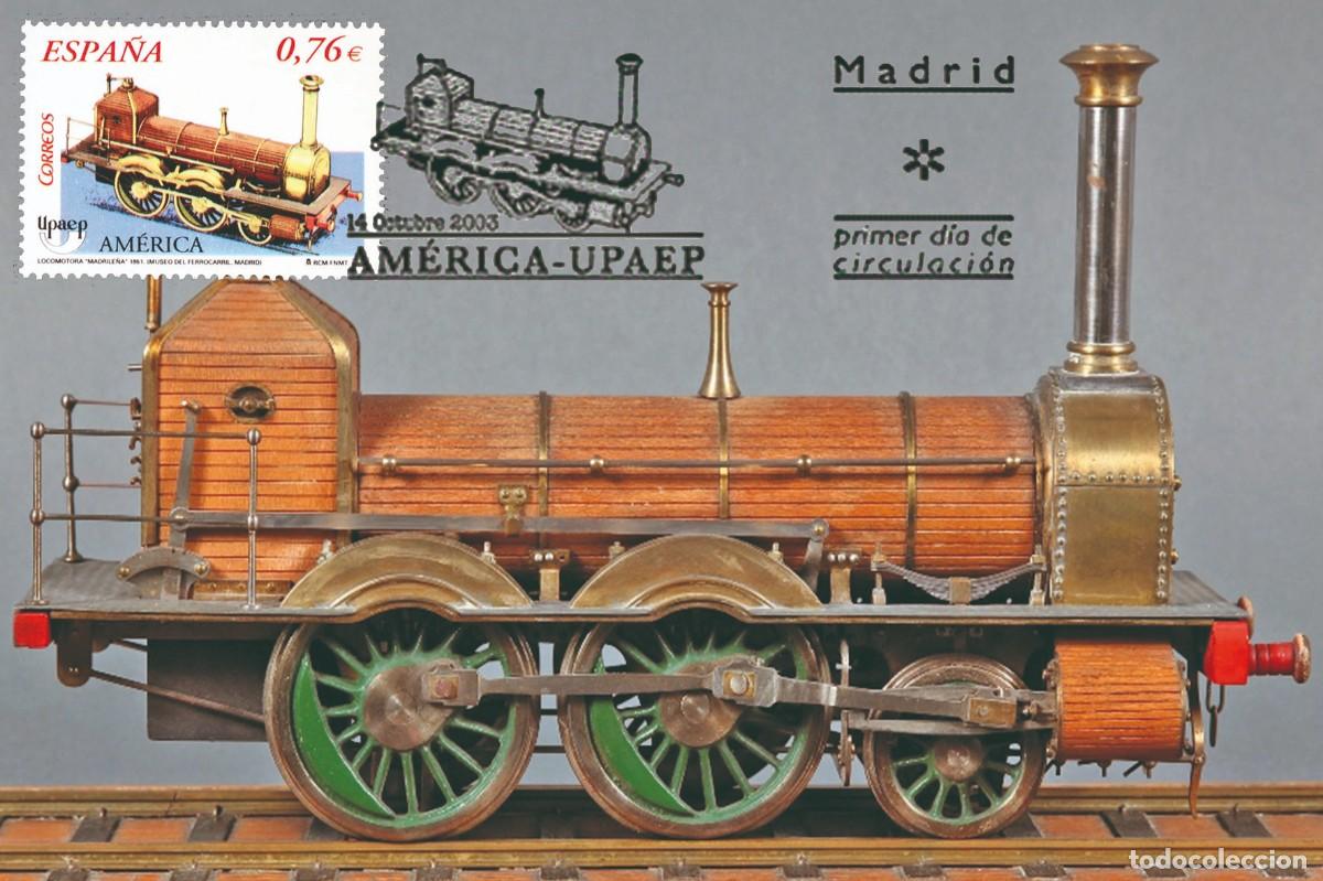Sellos: Espa&ntilde;a Spain 2003 - America UPAEP, Locomotora la Madrile&ntilde;a carte maximum