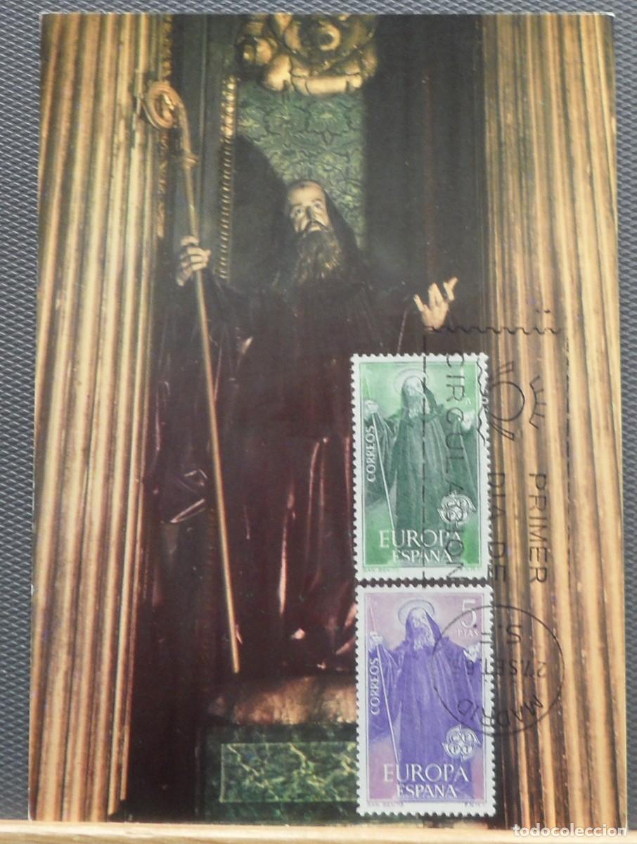 Sellos: 1965-ESPA&Ntilde;A-TARJETAS MAXIMAS-VER FOTO- N&ordm;1675/6-EUROPA CEPT-SAN BENITO-PATRON DE EUROPA