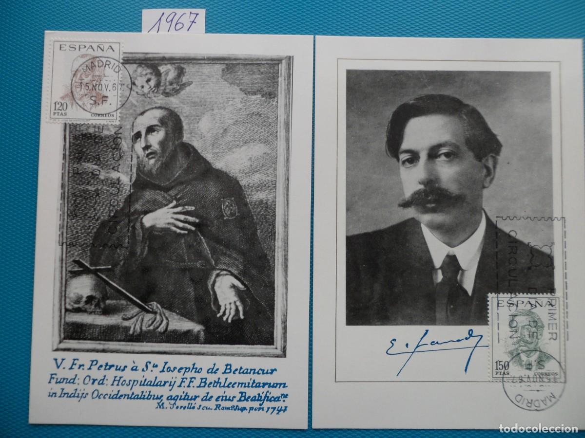 Sellos: 1967-ESPA&Ntilde;A-TARJETAS MAXIMAS-VER FOTO- N&ordm;1830/3-CENTENARIOS DE CELEBRIDADES