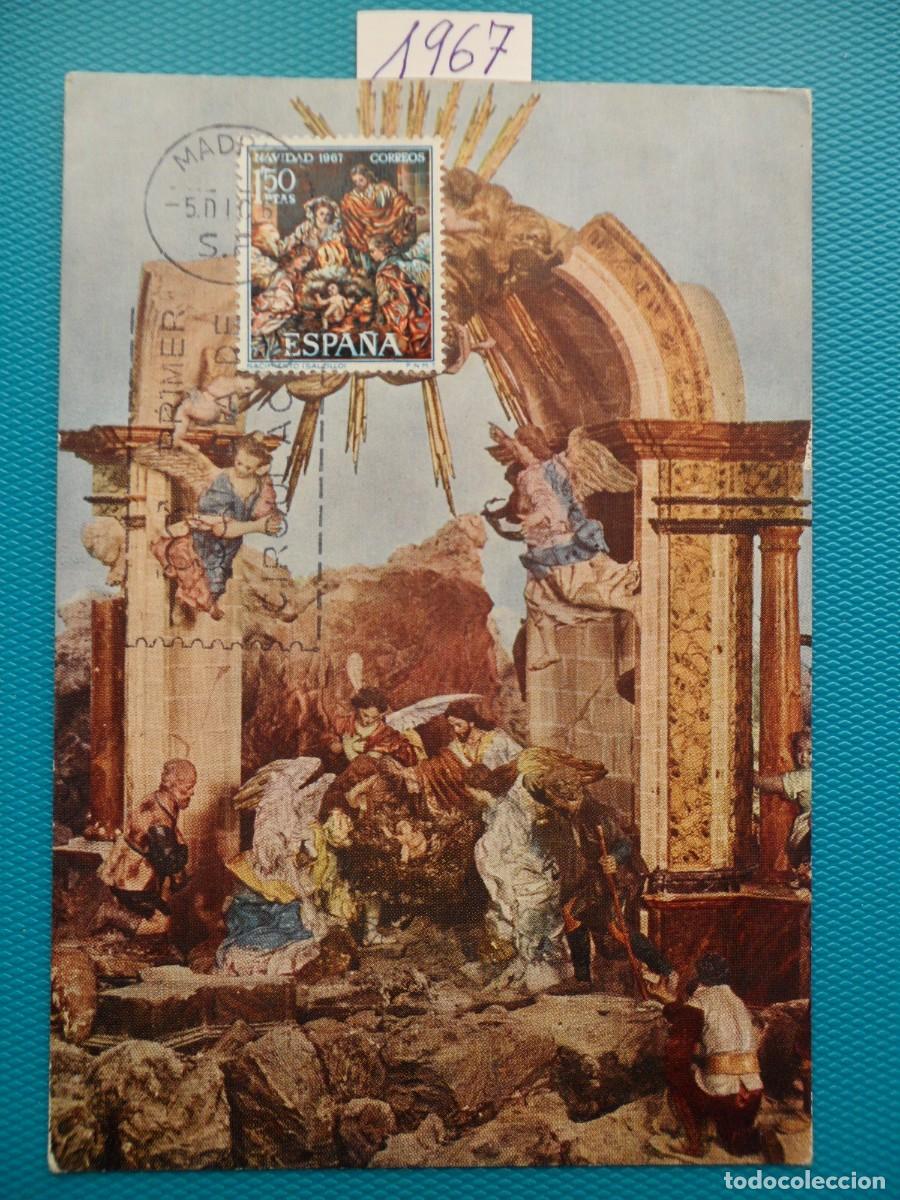 Sellos: 1967-ESPA&Ntilde;A-TARJETAS MAXIMAS-VER FOTO- N&ordm;1838-NAVIDAD-NACIMIENTO(SALZILLO)
