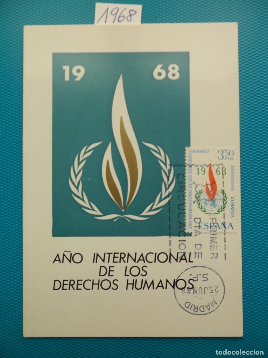 Sellos: 1968-ESPA&Ntilde;A-TARJETAS MAXIMAS-VER FOTO- N&ordm;1874-A&Ntilde;O INTERNACIONAL DE LOS DERECHOS HUMANOS