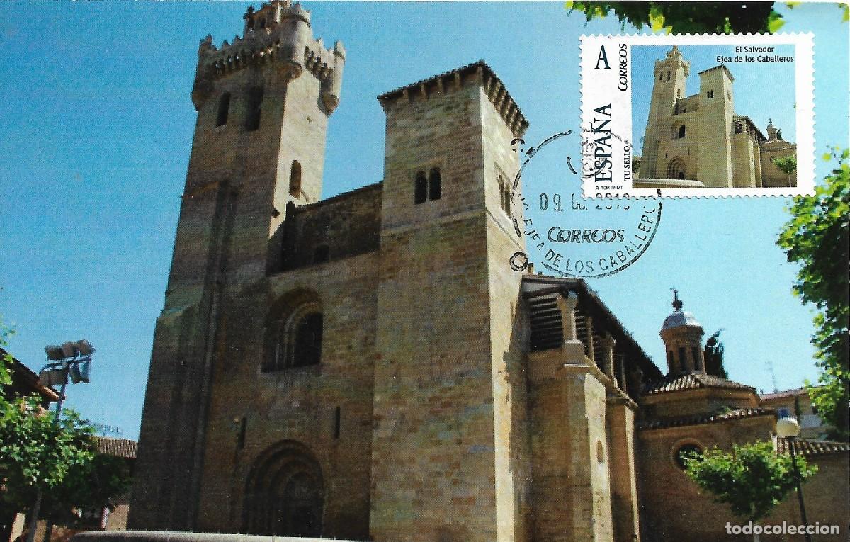 Sellos: ESPA&Ntilde;A. TARJETA MAXIMA. EL SALVADOR CHURCH. EJEA DE LOS CABALLEROS (ZARAGOZA)