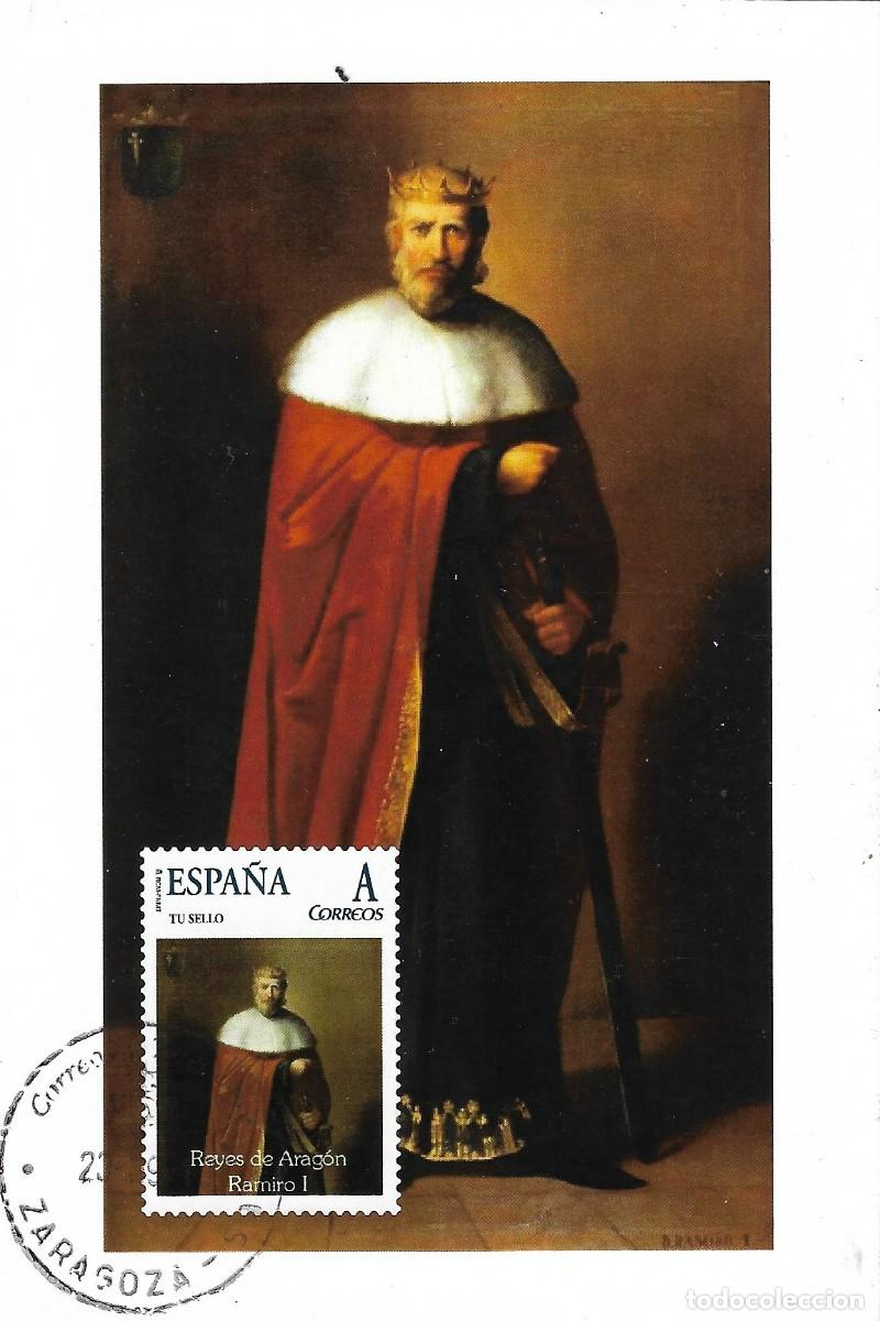 Sellos: ESPA&Ntilde;A. TARJETA MAXIMA. RAMIRO I. REY DE ARAGON