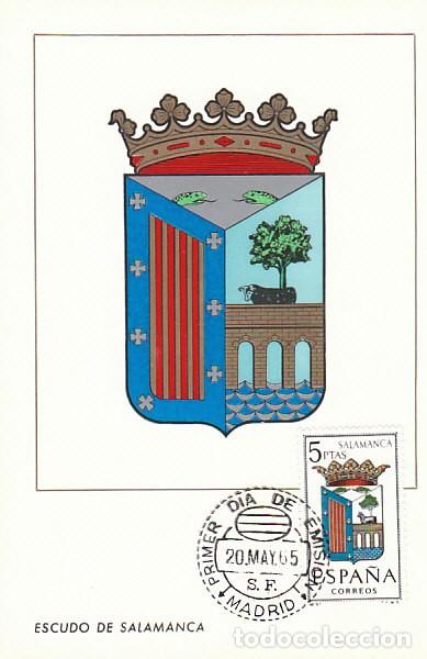 Sellos: Edifil 1635, escudo de Salamanca, tarjeta m&aacute;xima de primer d&iacute;a 1965