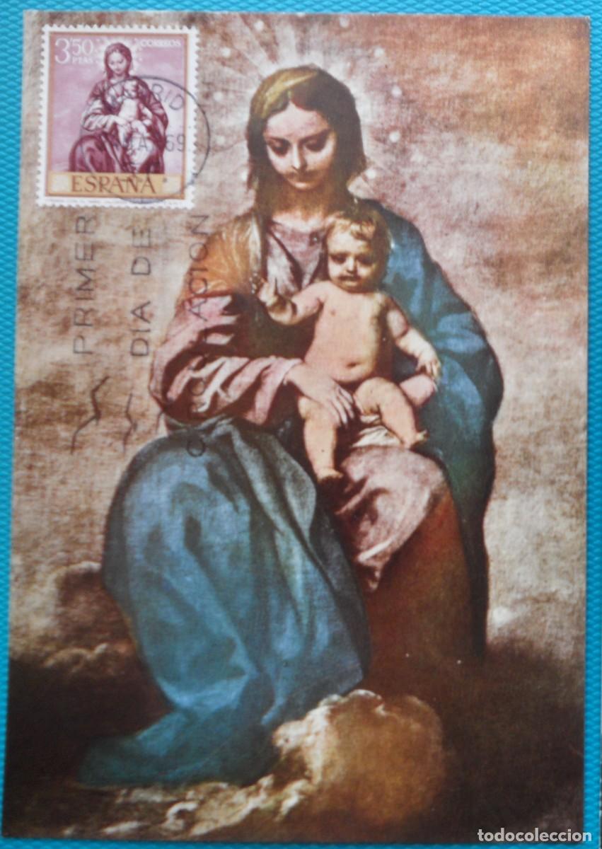 Sellos: 1969-ESPA&Ntilde;A-TARJETAS MAXIMAS-VER FOTO- N&ordm;1917-PINTOR ALONSO CANO(LA VIRGEN CON EL NI&Ntilde;O)