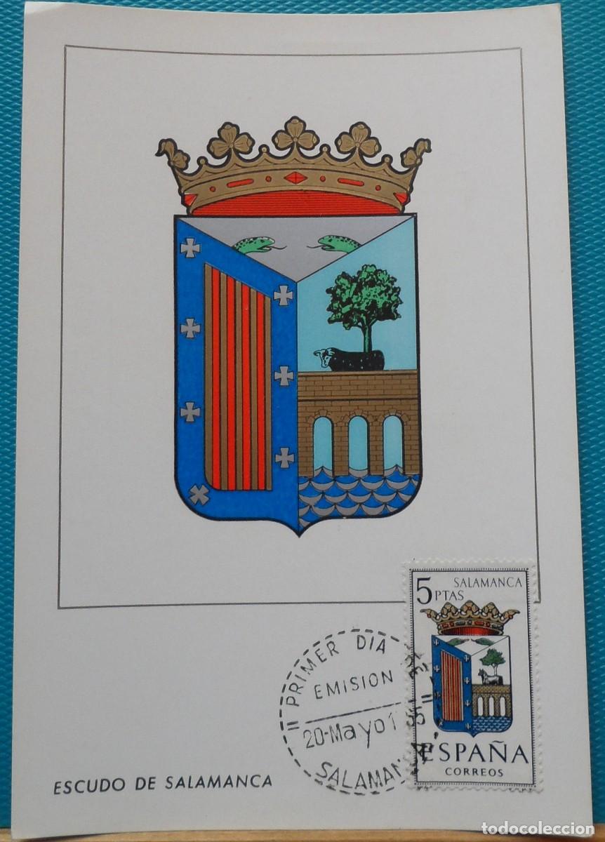 Sellos: 1965-ESPA&Ntilde;A-TARJETAS MAXIMAS-VER FOTO-ESCUDOS-N&ordm;1635-SALAMANCA-FECHA PROVINCIA-