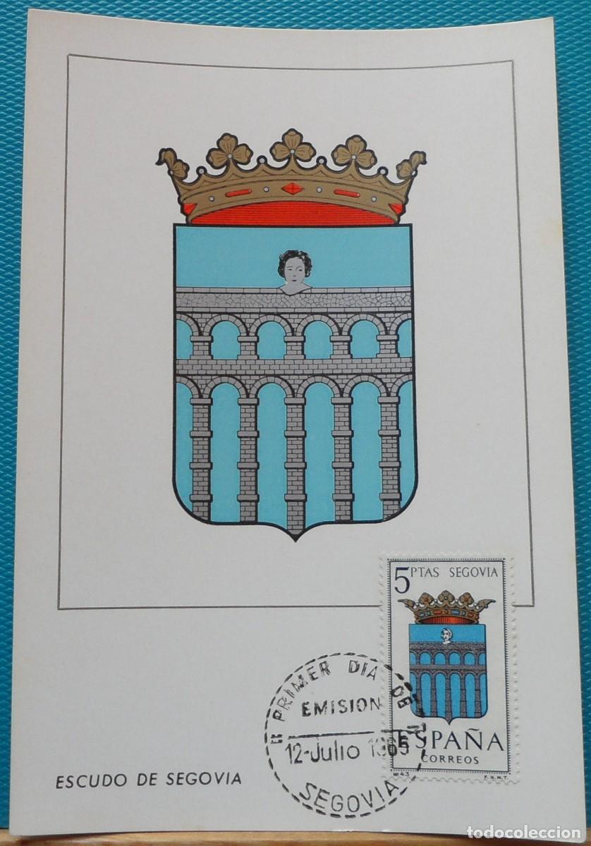 Sellos: 1965-ESPA&Ntilde;A-TARJETAS MAXIMAS-VER FOTO-ESCUDOS-N&ordm;1637-SEGOVIA-FECHA PROVINCIA-