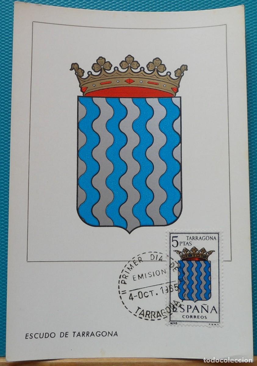 Sellos: 1965-ESPA&Ntilde;A-TARJETAS MAXIMAS-VER FOTO-ESCUDOS-N&ordm;1640-TARRAGONA-FECHA PROVINCIA-