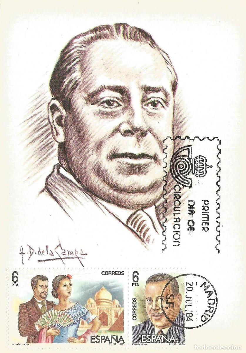 Sellos: ESPA&Ntilde;A 1984. TARJETA MAXIMA M&Uacute;SICA. PABLO LUNA. MATASELLO P.D.C. MADRID