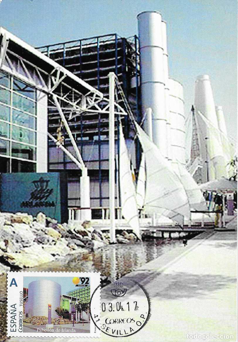 Stamps: RARO TU SELLO PABELLON DE IRLANDA EN EXPOSICION EXPO 1992 SEVILLA 2017 TARJETA MAXIMA VER REVERSO