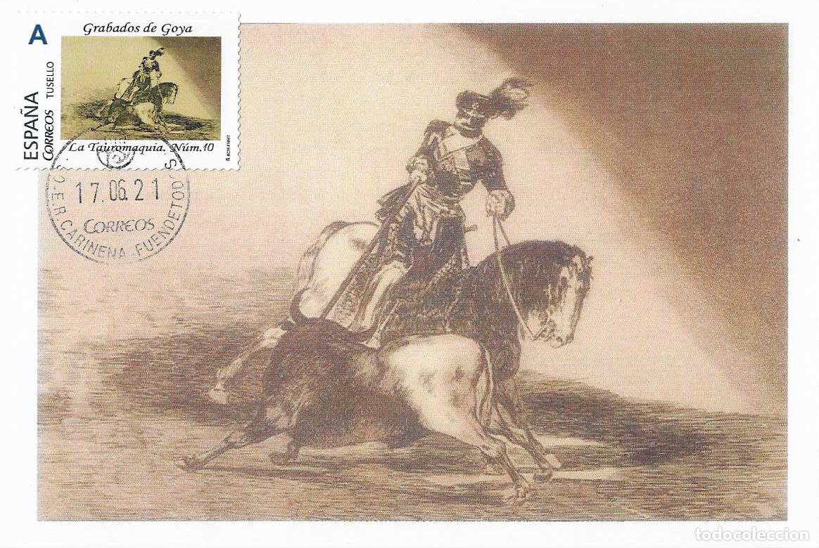 Sellos: RARO TU SELLO FRANCISCO DE GOYA GRABADOS LA TAUROMAQUIA ESTAMPA N&ordm; 10 TM FUENDETODOS (ZARAGOZA) 2021