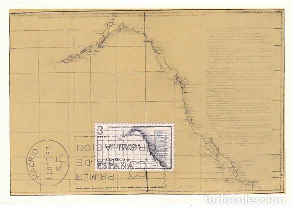 Sellos: EDIFIL 1824, COSTA SEPTENTRIONAL DE CALIFORNIA, TARJETA MAXIMA DELPRIMER DIA 12-10-1967