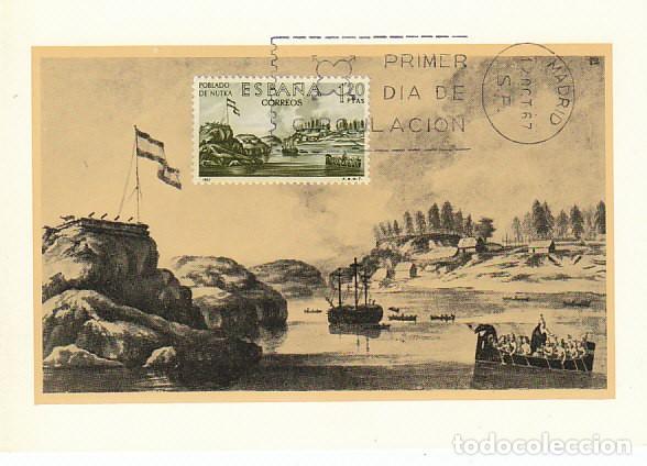 Sellos: Edifil 1822, forjadores de America, vista de Nutka, TARJETA MAXIMA DE 12-10-1967