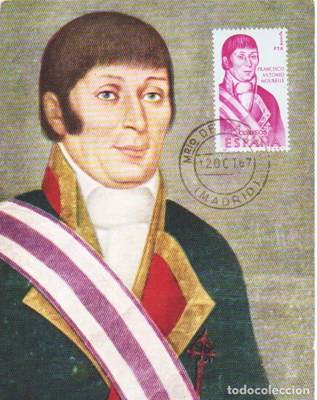 Sellos: EDIFIL 1821, CAYETANO VALDES, TARJETA MAXIMA MATASELLO MINISTERIO DE MARINA DE PRIMER DIA 12-10-1967
