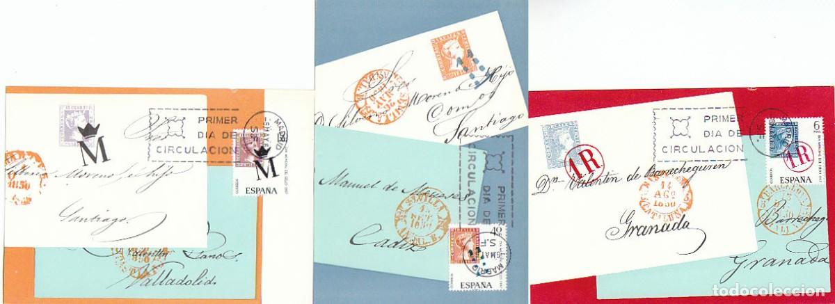 Sellos: Edifil 1798/800, d&iacute;a del sello 1967, 3 tarjetas m&aacute;ximas de primer d&iacute;a de 6-5-1967, serie completa
