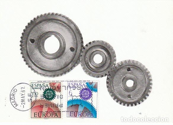 Sellos: EDIFIL 1795/6, EUROPA 1967, TARJETA MAXIMA DE PRIMER DIA DE 2-5-1967 con la serie completa