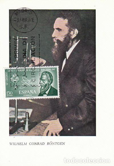Sellos: EDIFIL 1790, ROENTGEN, CONGRESO DE RADIOLOGIA, TARJETA MAXIMA DE PRIMER DIA DE 3-4-1967