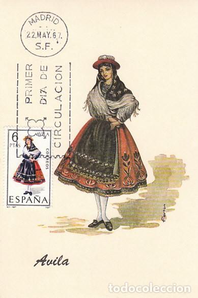 Sellos: Edifil 1771, traje regional de Avila, tarjeta maxima de primer dia del a&ntilde;o 1967