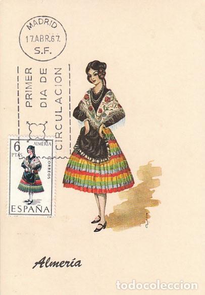 Sellos: Edifil 1770, traje regional de Almeria, tarjeta maxima de primer dia del a&ntilde;o 1967