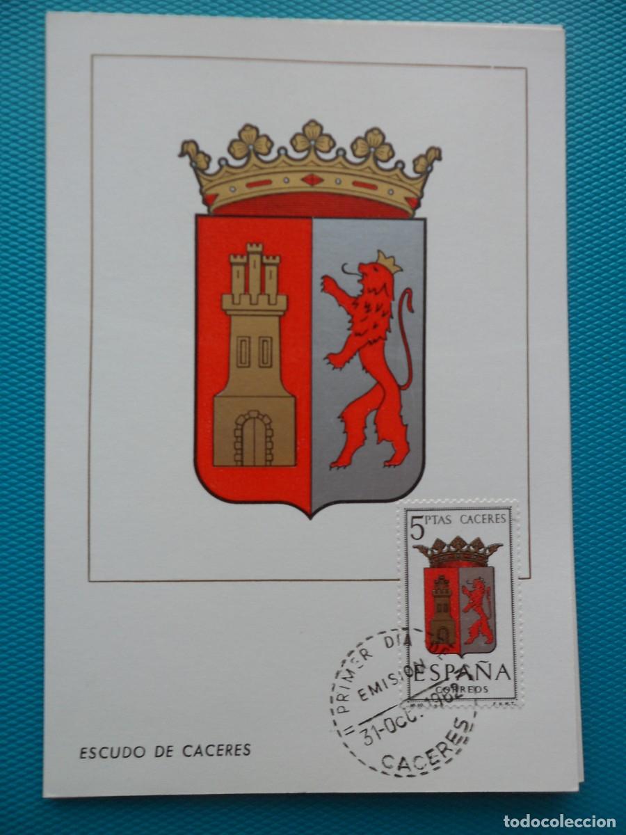 Sellos: 1962-ESPA&Ntilde;A-TARJETAS MAXIMAS-ESCUDOS-PROVINCIAS-VER FOTO-N&ordm;1415-CACERES