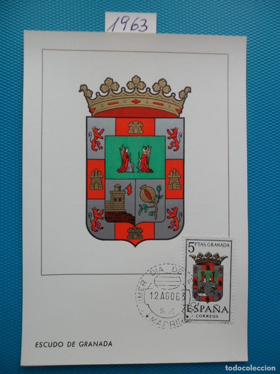 Sellos: 1963-ESPA&Ntilde;A-TARJETAS MAXIMAS-ESCUDOS-PROVINCIAS-VER FOTO-N&ordm;1488-GRANADA