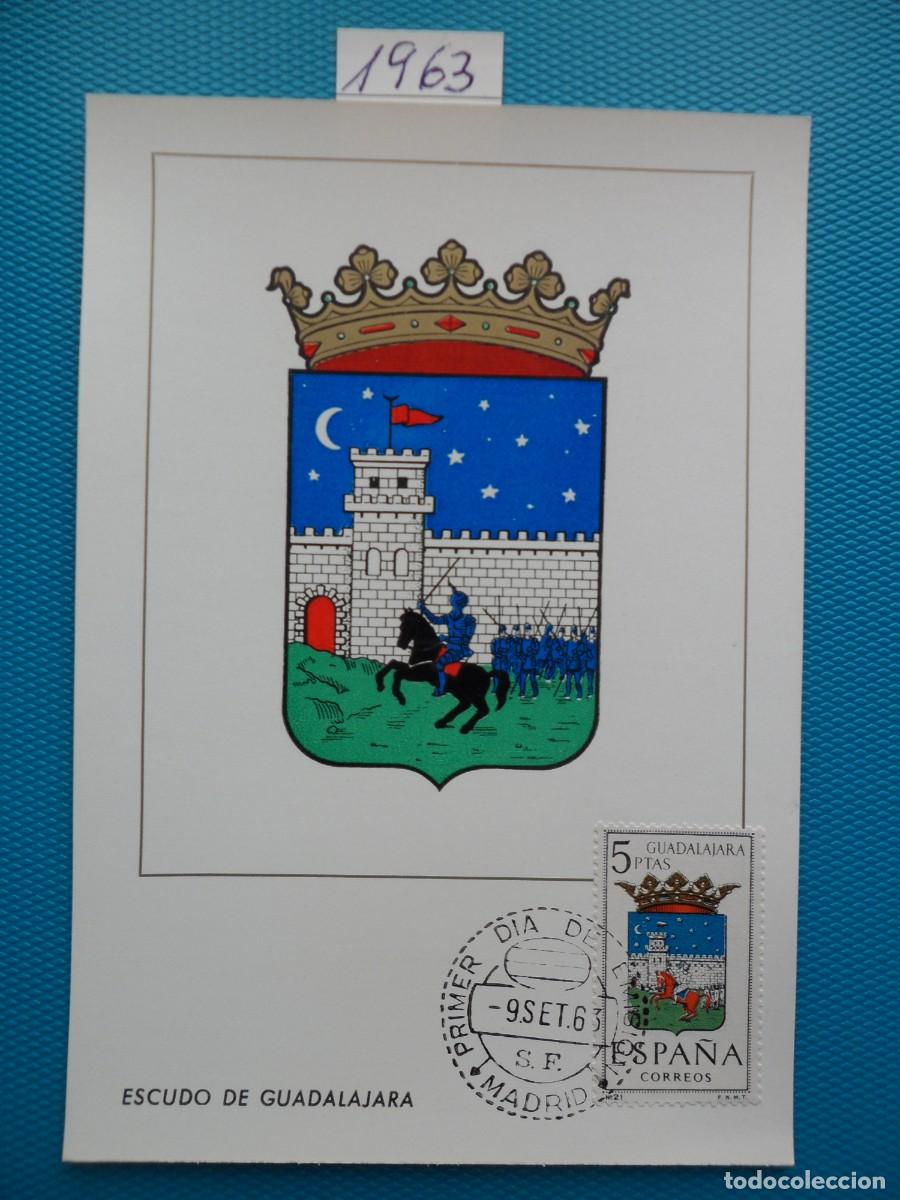 Sellos: 1963-ESPA&Ntilde;A-TARJETAS MAXIMAS-ESCUDOS-PROVINCIAS-VER FOTO-N&ordm;1489-GUADALAJARA