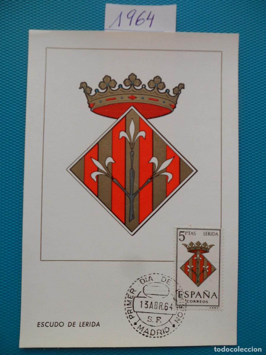 Sellos: 1964-ESPA&Ntilde;A-TARJETAS MAXIMAS-ESCUDOS-PROVINCIAS-VER FOTO-N&ordm;1554-LERIDA