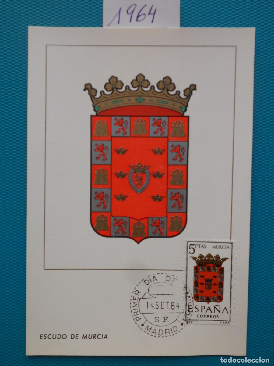 Sellos: 1964-ESPA&Ntilde;A-TARJETAS MAXIMAS-ESCUDOS-PROVINCIAS-VER FOTO-N&ordm;1559-MURCIA