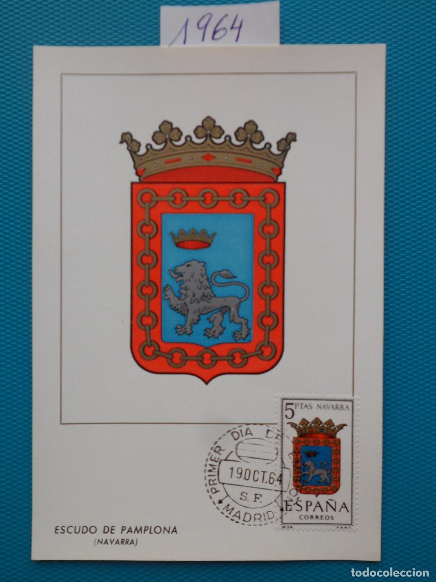 Sellos: 1964-ESPA&Ntilde;A-TARJETAS MAXIMAS-ESCUDOS-PROVINCIAS-VER FOTO-N&ordm;1560-NAVARRA