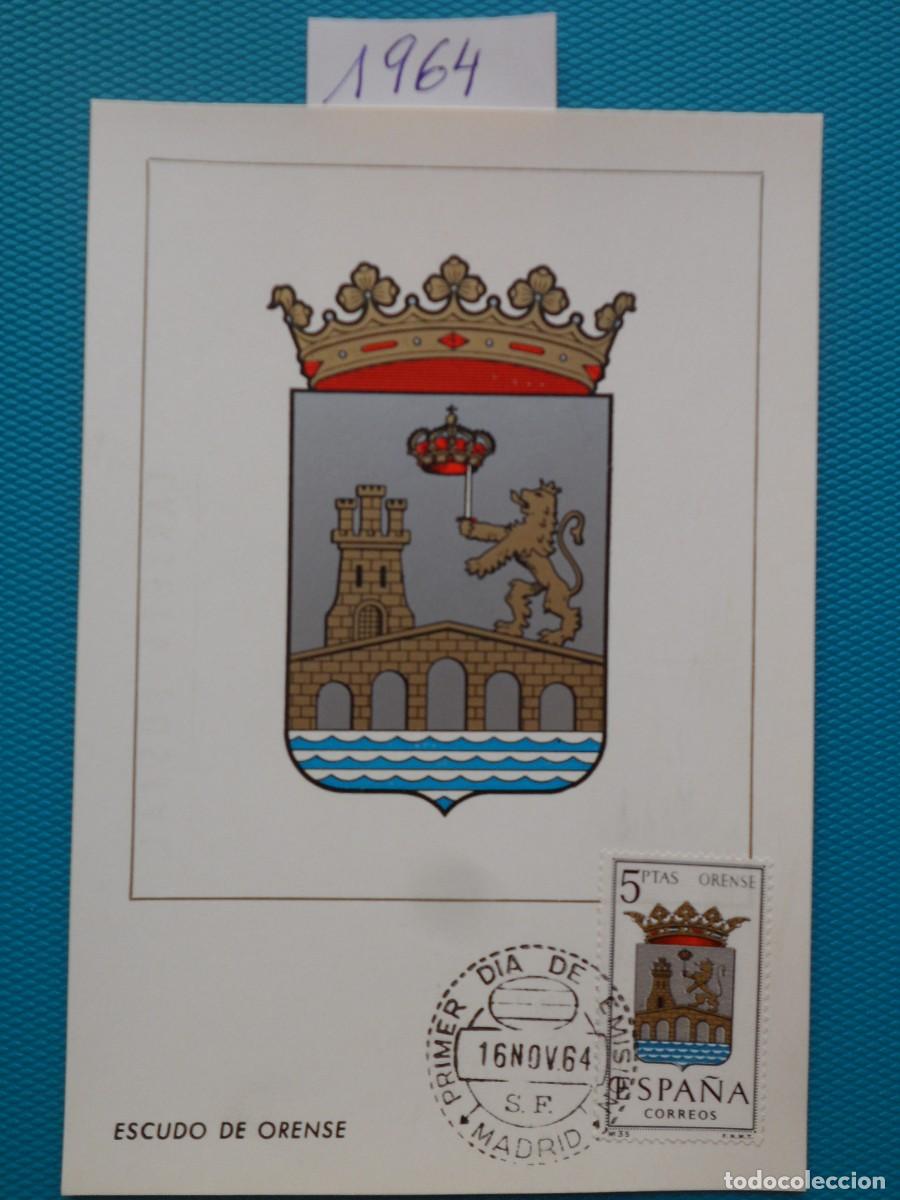 Sellos: 1964-ESPA&Ntilde;A-TARJETAS MAXIMAS-ESCUDOS-PROVINCIAS-VER FOTO-N&ordm;1561-ORENSE