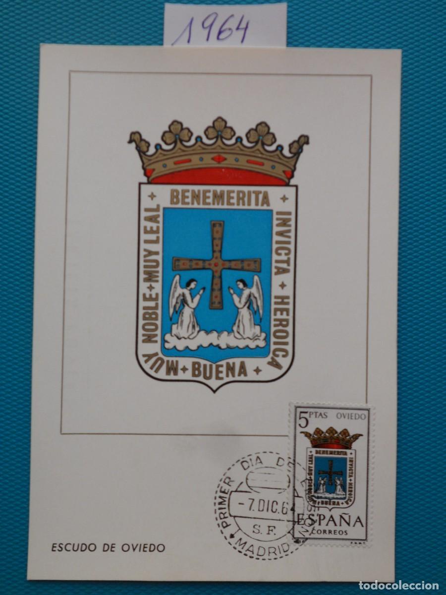 Sellos: 1964-ESPA&Ntilde;A-TARJETAS MAXIMAS-ESCUDOS-PROVINCIAS-VER FOTO-N&ordm;1562-OVIEDO