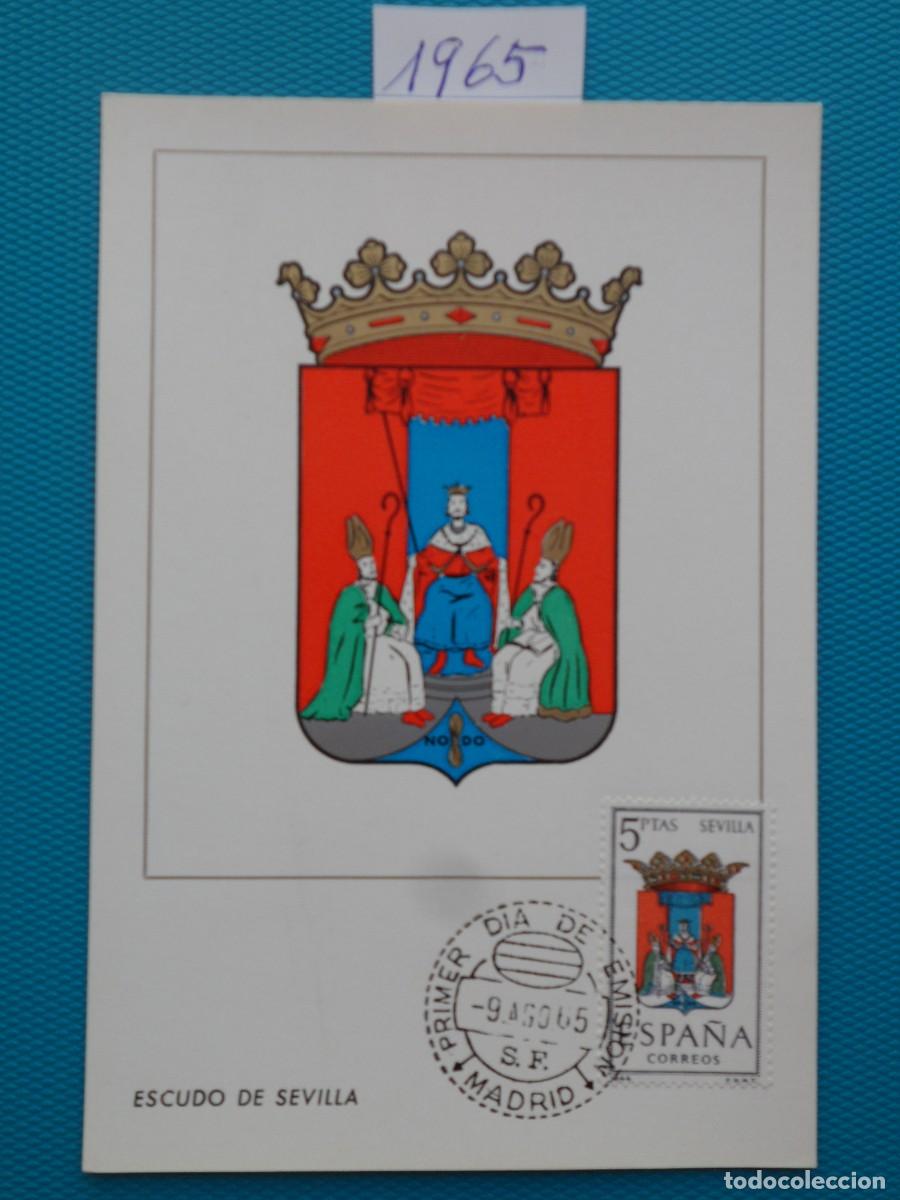 Sellos: 1965-ESPA&Ntilde;A-TARJETAS MAXIMAS-ESCUDOS-PROVINCIAS-VER FOTO-N&ordm;1638-SEVILLA