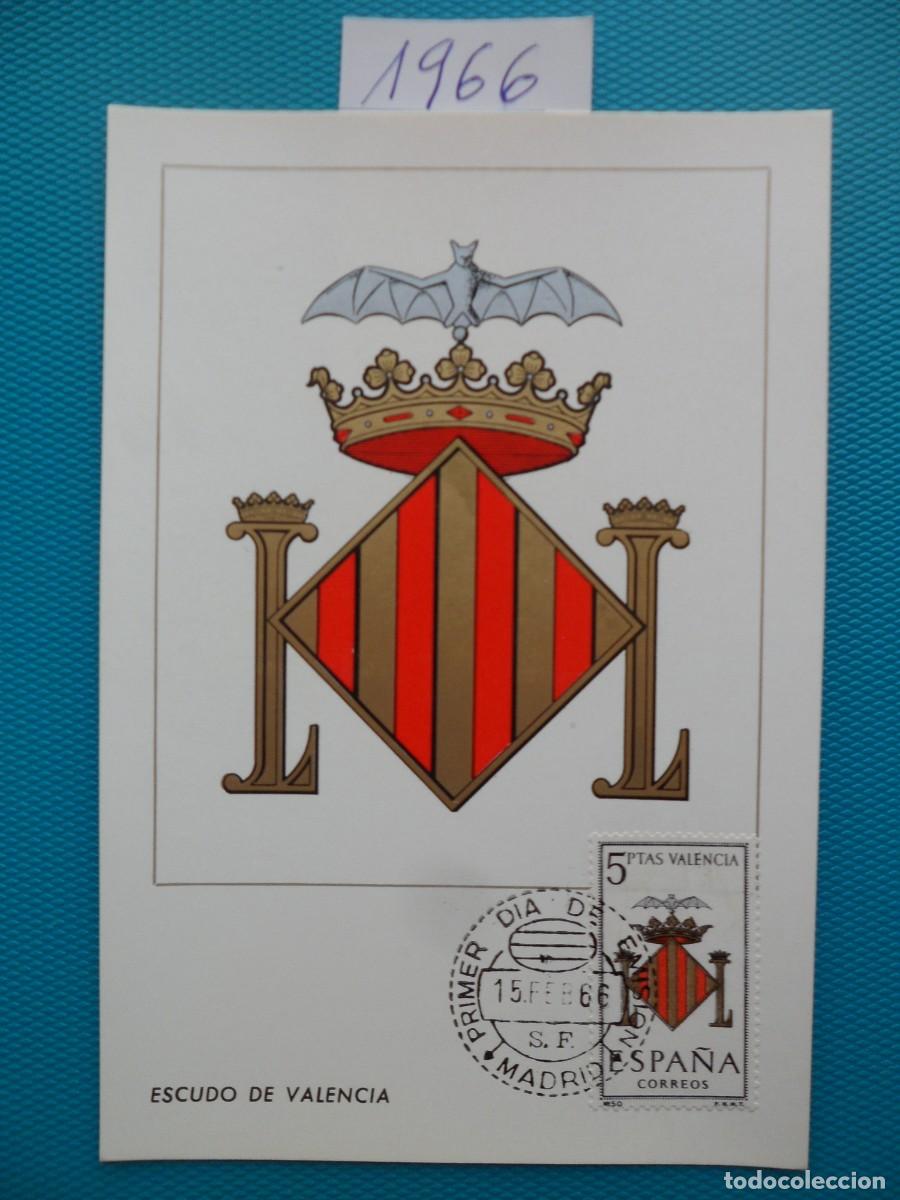 Sellos: 1966-ESPA&Ntilde;A-TARJETAS MAXIMAS-ESCUDOS-PROVINCIAS-VER FOTO-N&ordm;1697-VALENCIA