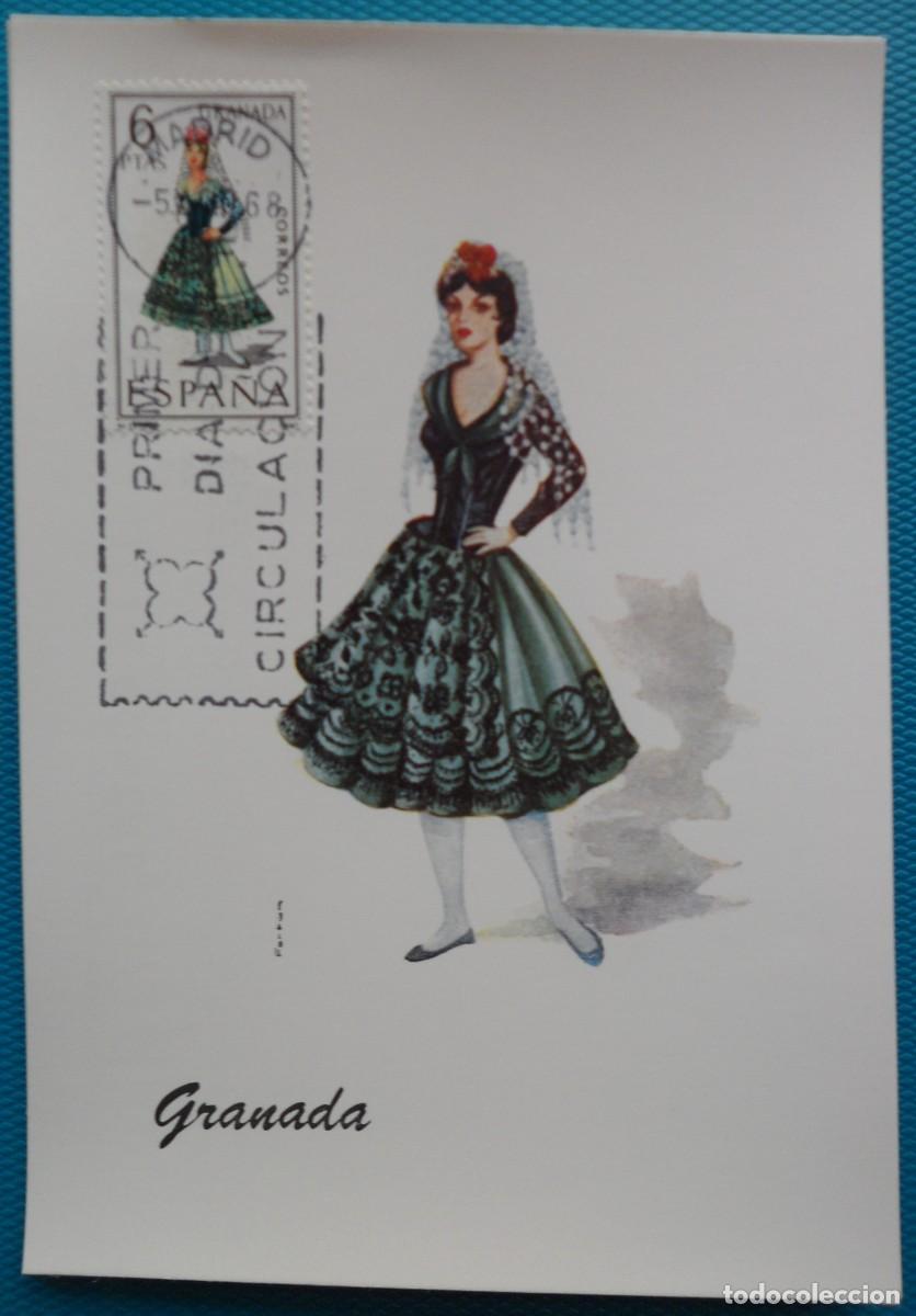 Sellos: 1968-ESPA&Ntilde;A-TARJETAS MAXIMAS-VER FOTO-TRAJES REGIONALES-N&ordm;1846-GRANADA