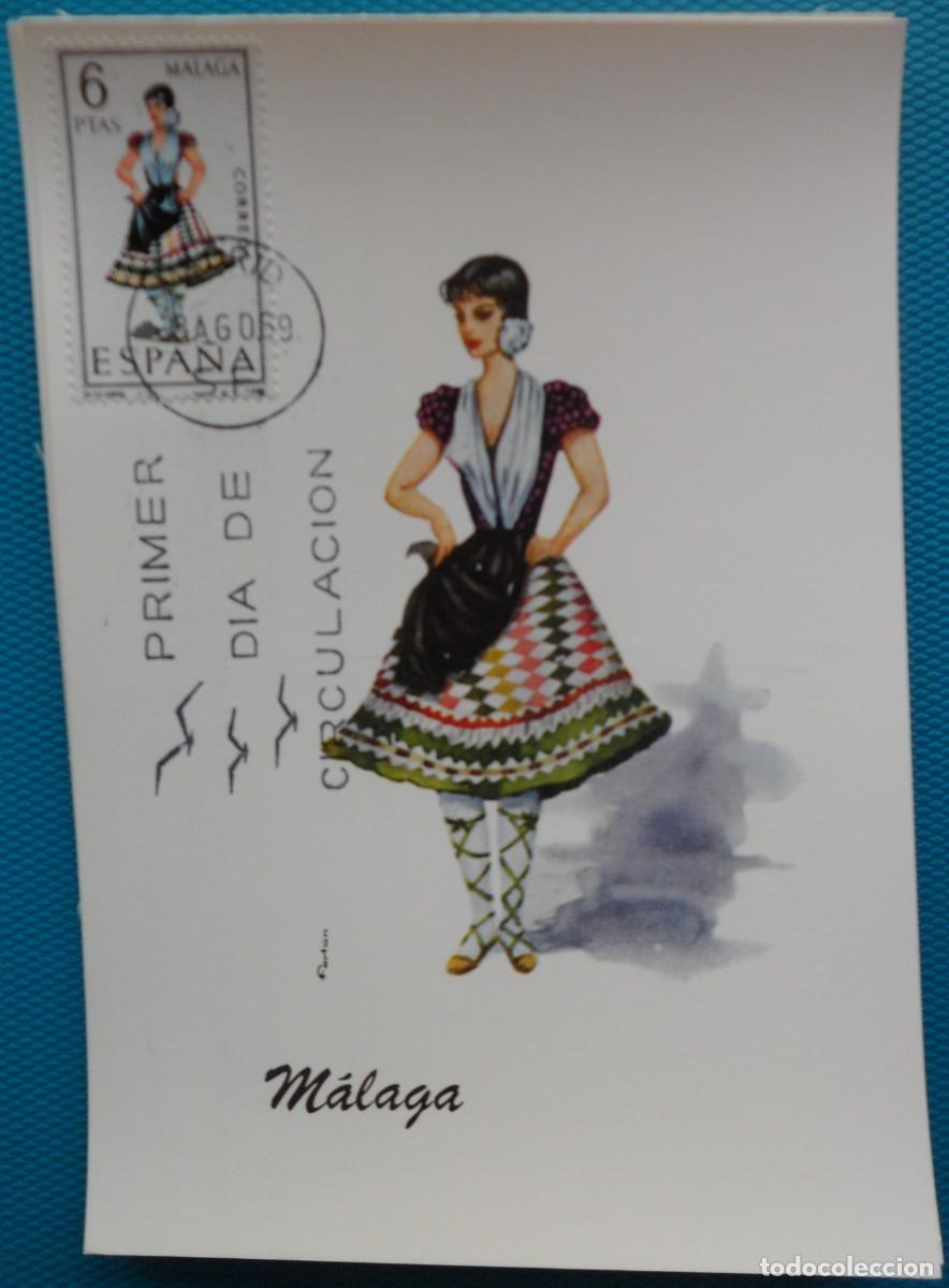 Sellos: 1969-ESPA&Ntilde;A-TARJETAS MAXIMAS-VER FOTO-TRAJES REGIONALES-N&ordm;19O5-MALAGA