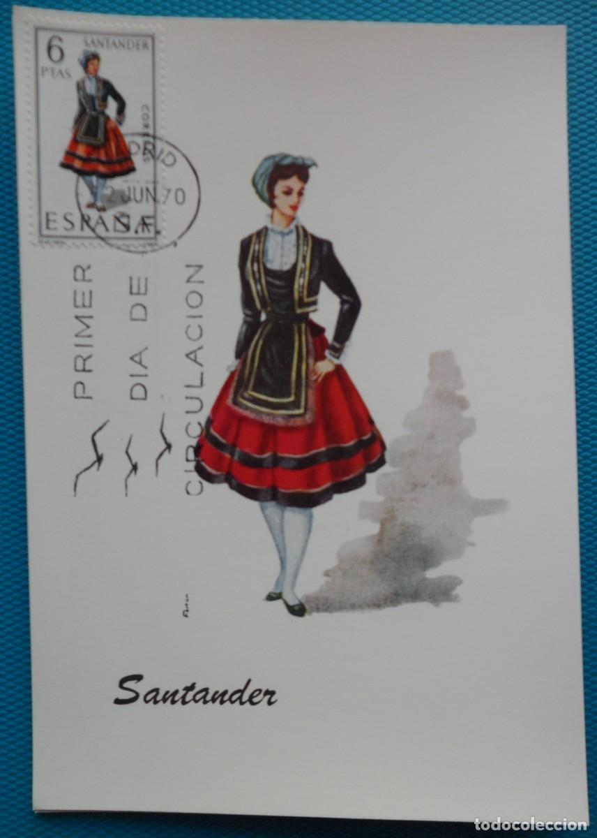 Sellos: 1970-ESPA&Ntilde;A-TARJETAS MAXIMAS-VER FOTO-TRAJES REGIONALES-N&ordm;1954-SANTANDER