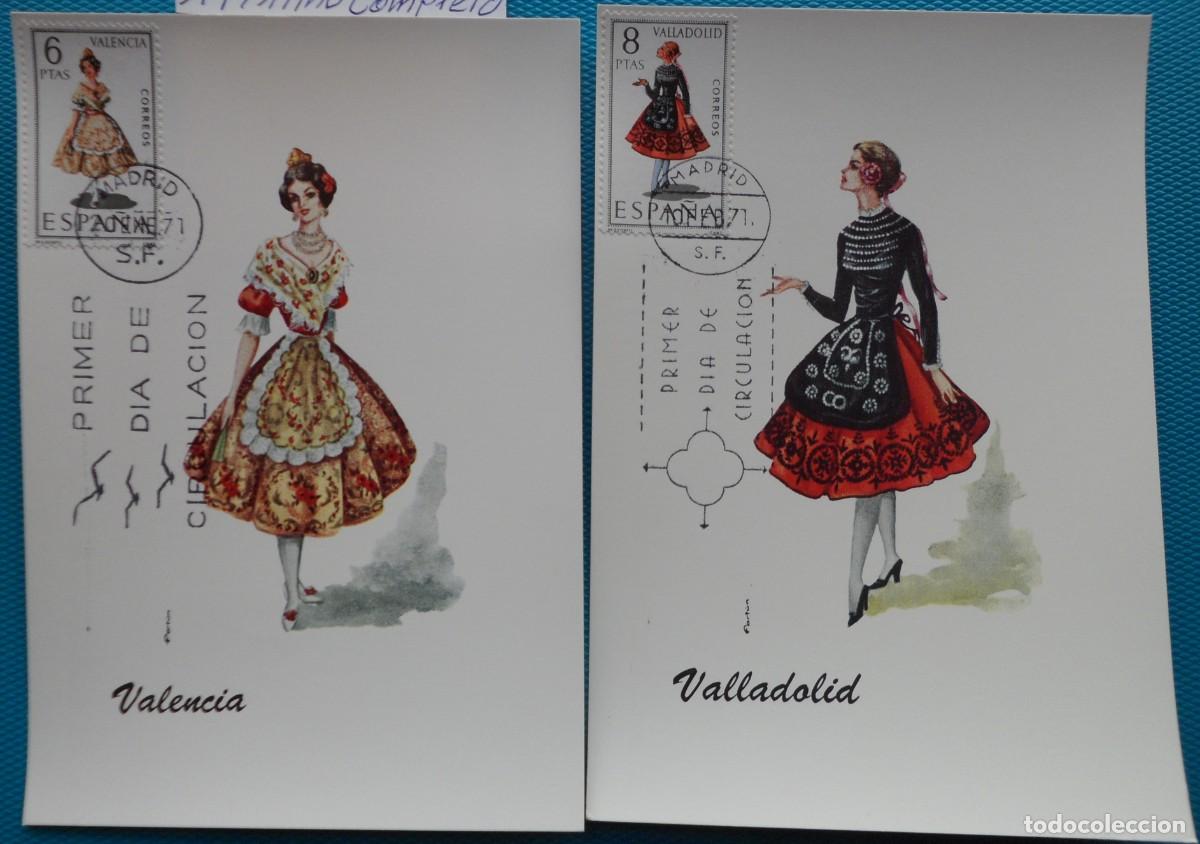 Sellos: 1971-ESPA&Ntilde;A-TARJETAS MAXIMAS-VER FOTO-TRAJES REGIONALES-N&ordm;2014/8-A&Ntilde;O COMPLETO